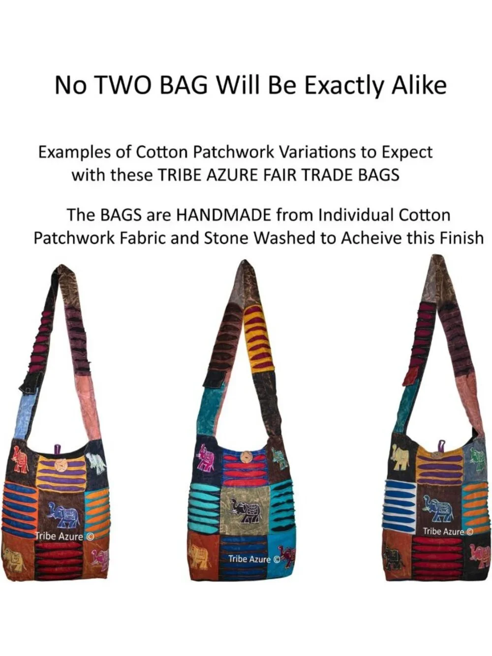 Colorful Boho Shoulder Bag for Women - Sling Slouchy Hippie Style (Elephant